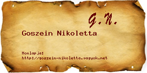 Goszein Nikoletta névjegykártya